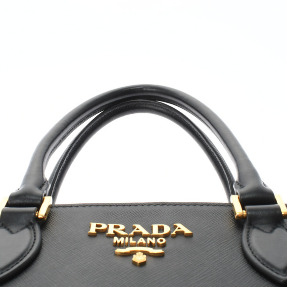 Prada Handbag Gold Metal Fittings Saffiano Black - Picture 4 of 10